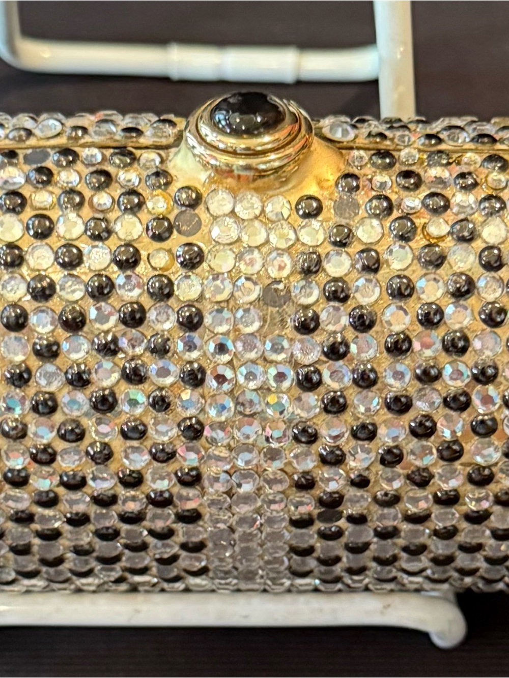 Sasha Gold Crystal-Embellished Evening Clutch